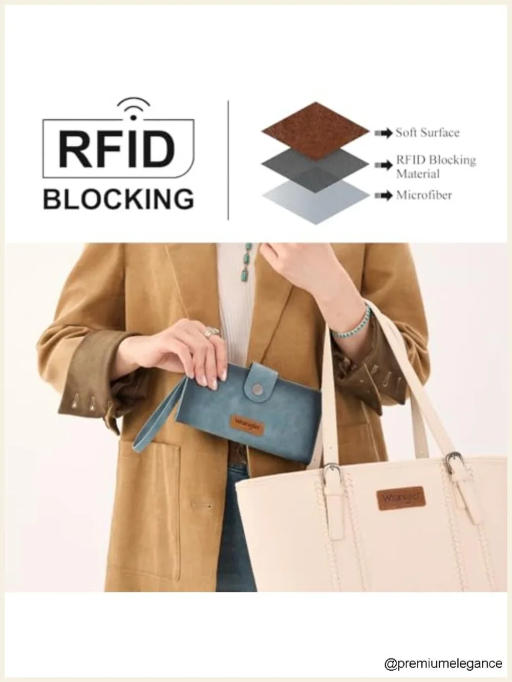Minimalist Wristlet Wallet with Phone Pocket and RFID Blocking